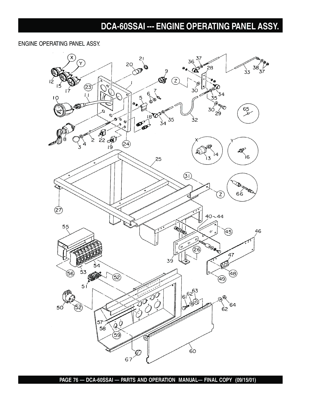 Multiquip dca-60ssai operation manual DCA-60SSAI --- Engine Operating Panel Assy 