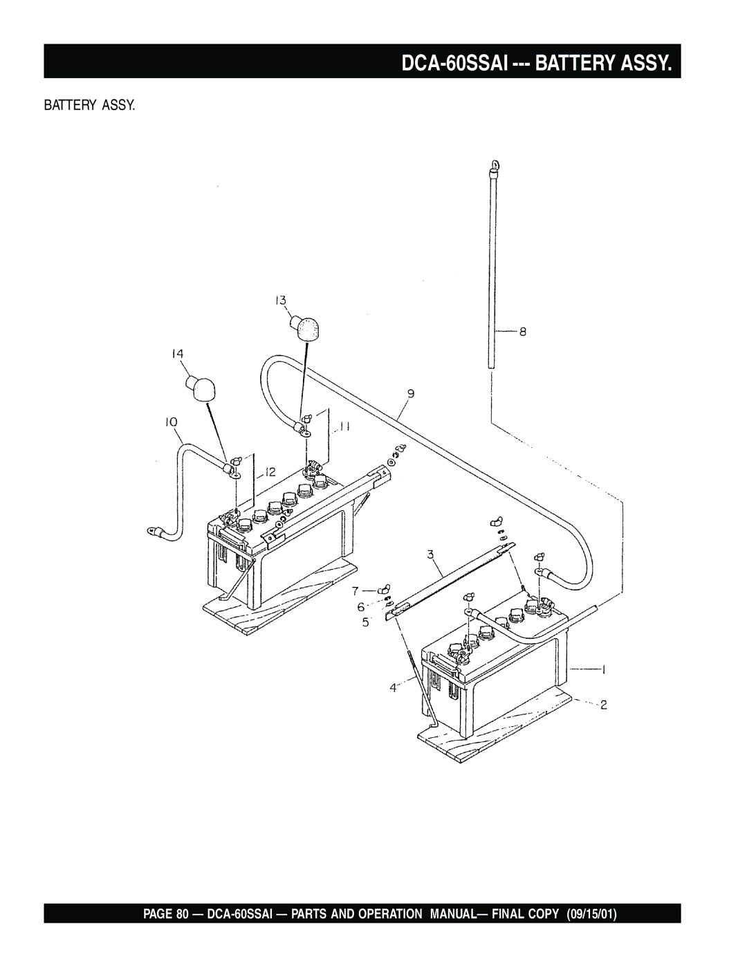 Multiquip dca-60ssai operation manual DCA-60SSAI --- Battery Assy 