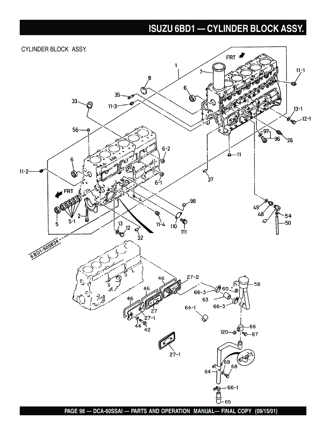 Multiquip dca-60ssai operation manual Isuzu 6BD1 Cylinder Block Assy 