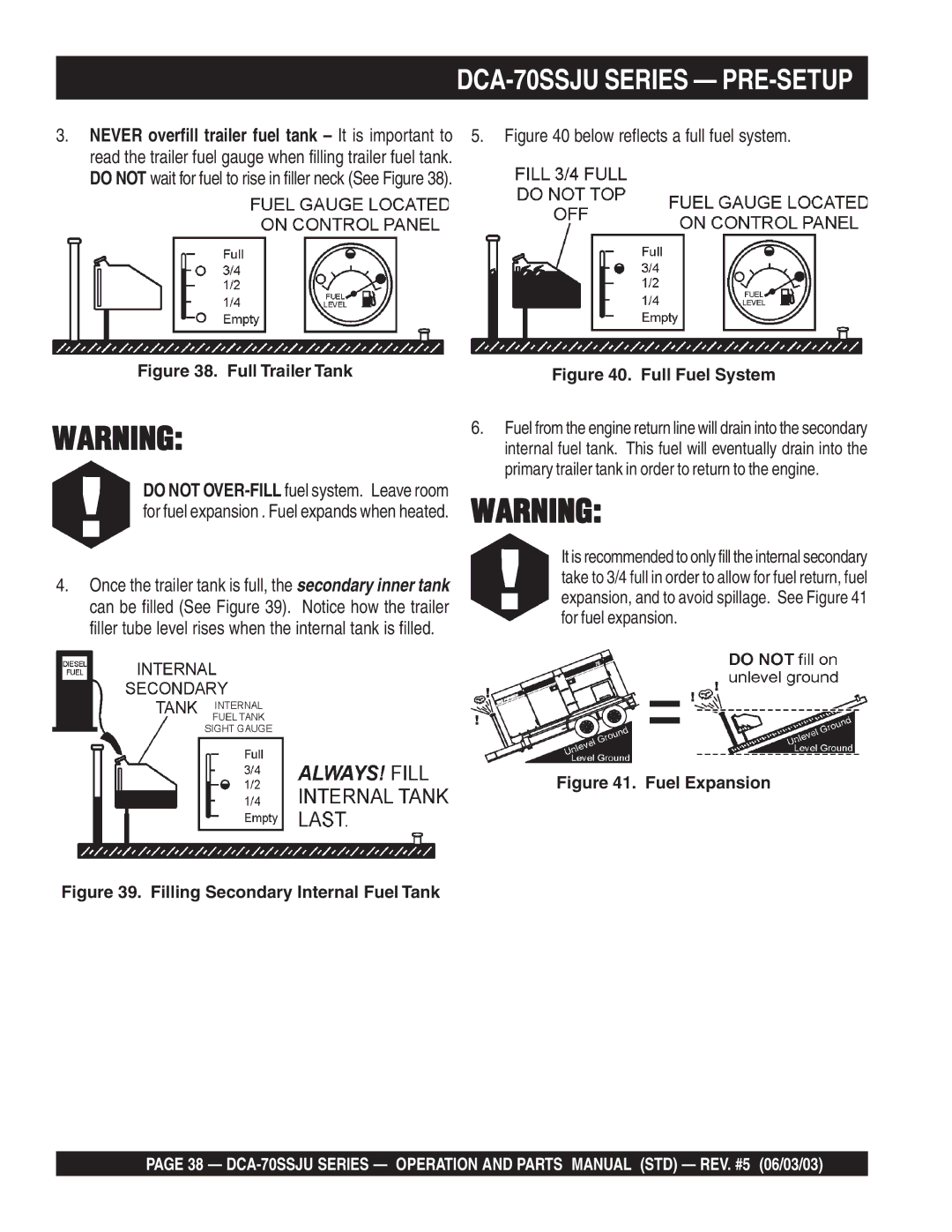 Multiquip DCA-70SSJU operation manual Full Trailer Tank 