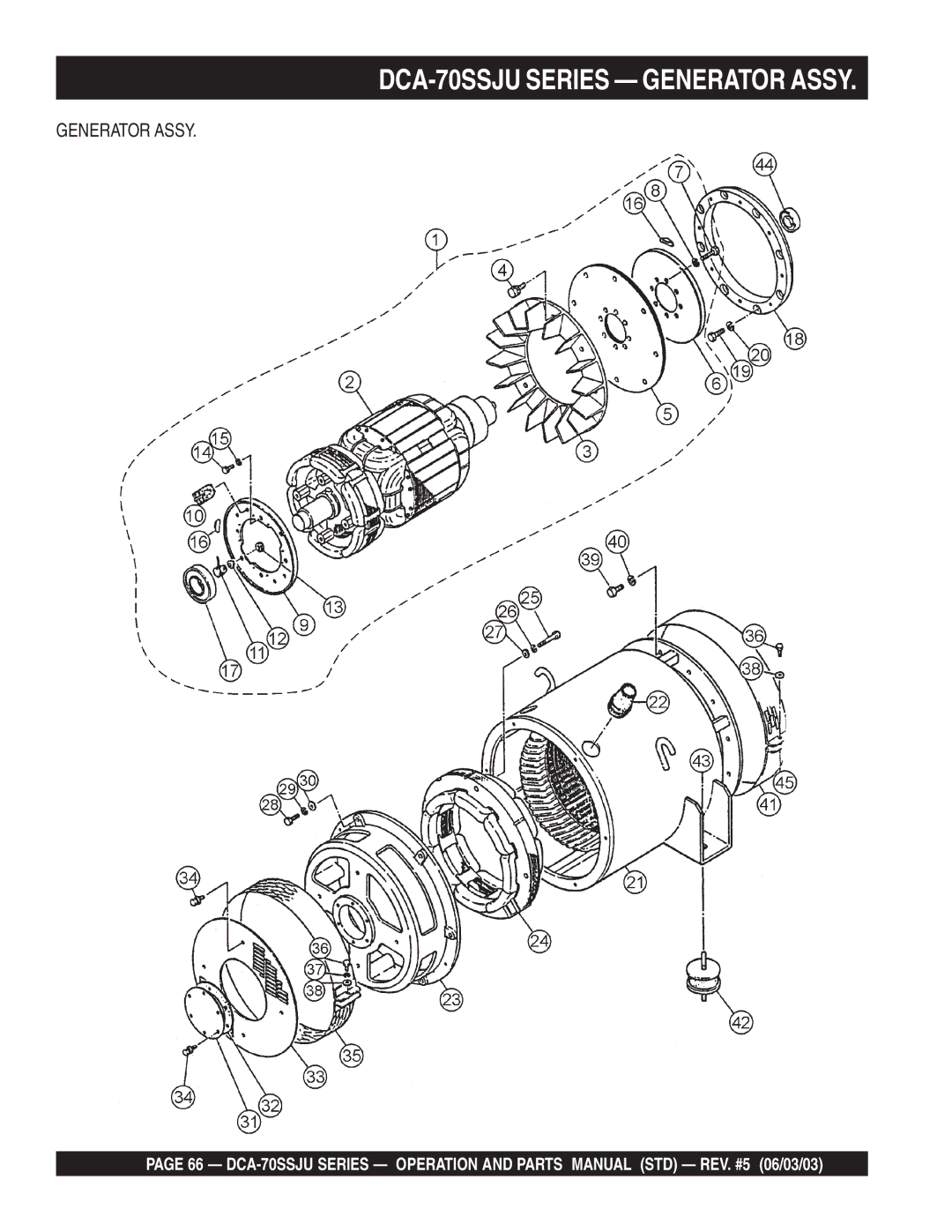 Multiquip operation manual DCA-70SSJU Series Generator Assy 