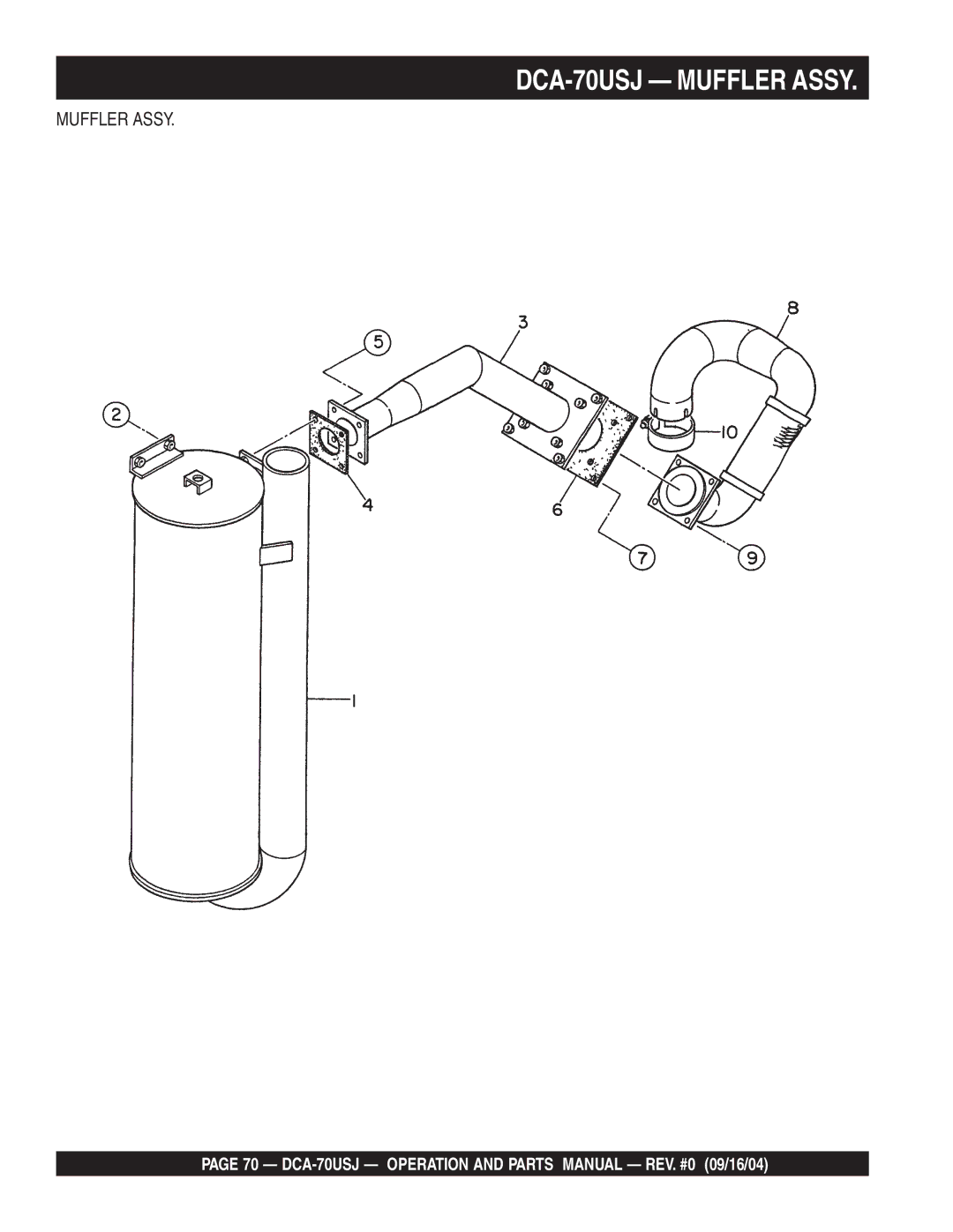 Multiquip dca-70usj operation manual DCA-70USJ Muffler Assy 