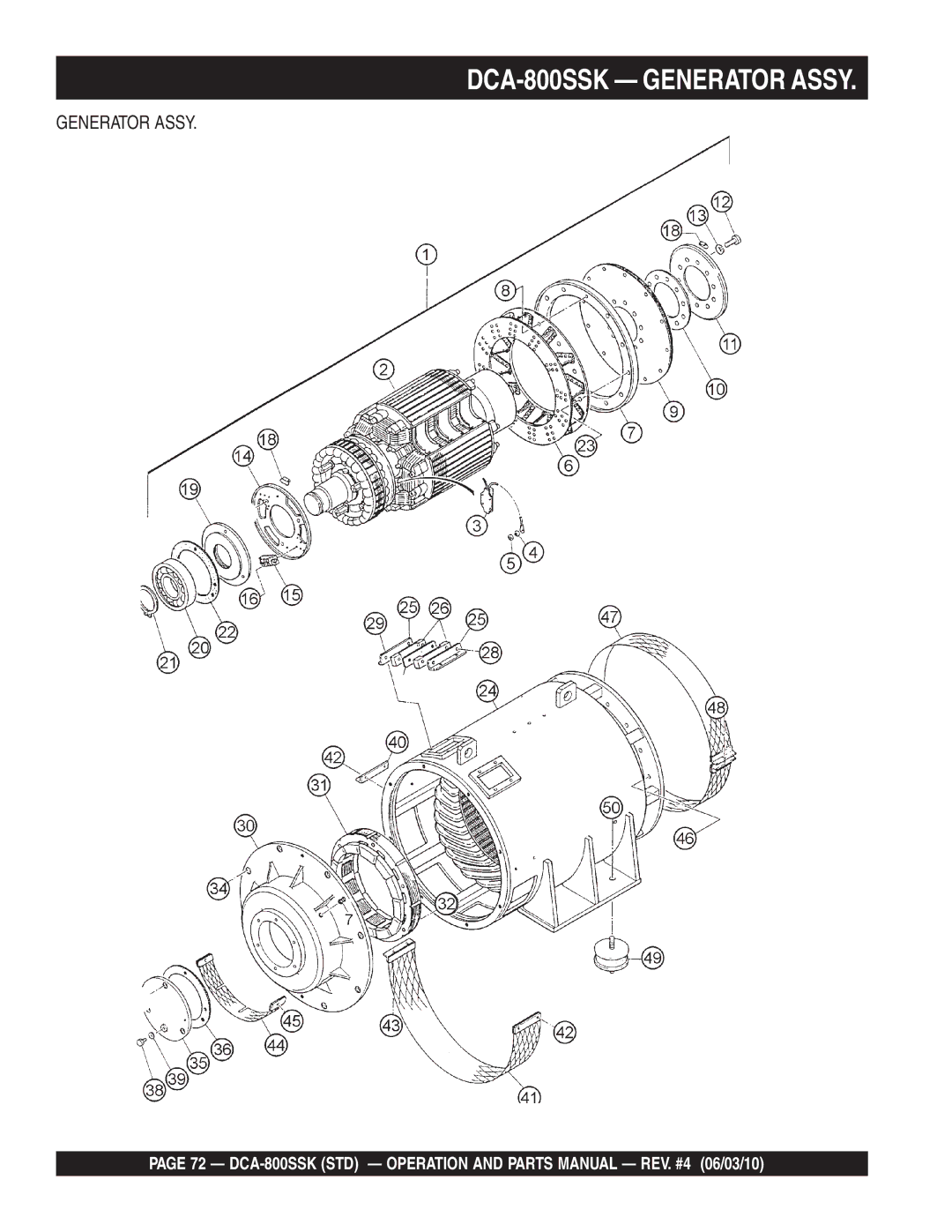 Multiquip operation manual DCA-800SSK Generator Assy 