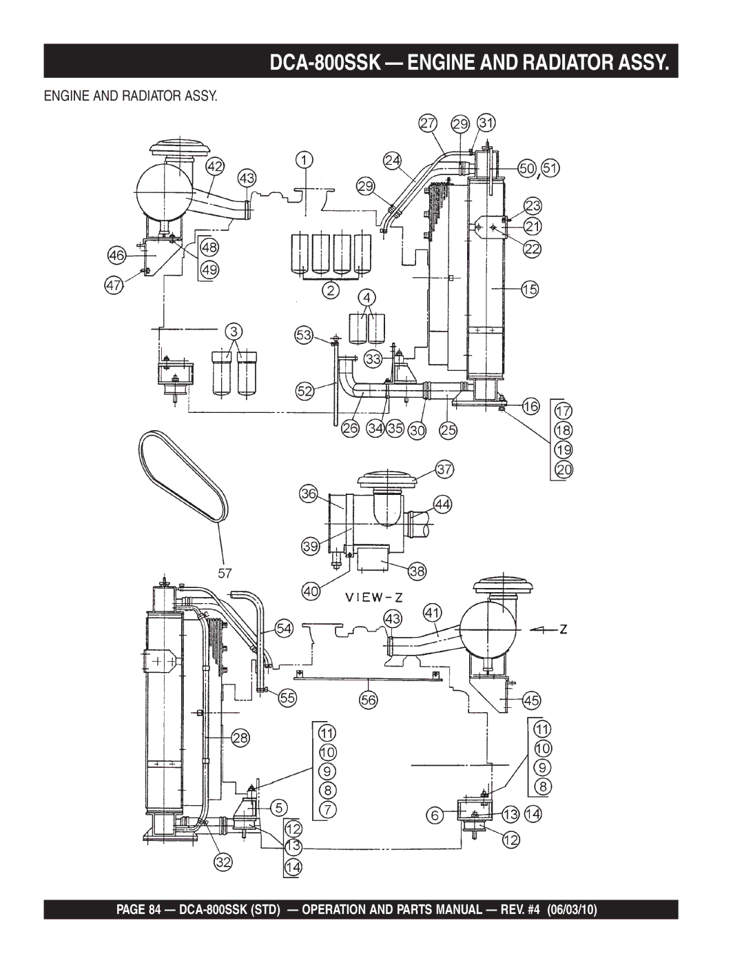 Multiquip operation manual DCA-800SSK Engine and Radiator Assy 