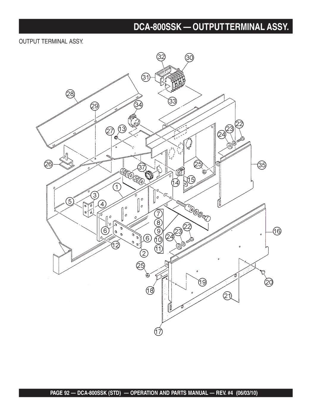 Multiquip operation manual DCA-800SSK Outputterminal Assy 