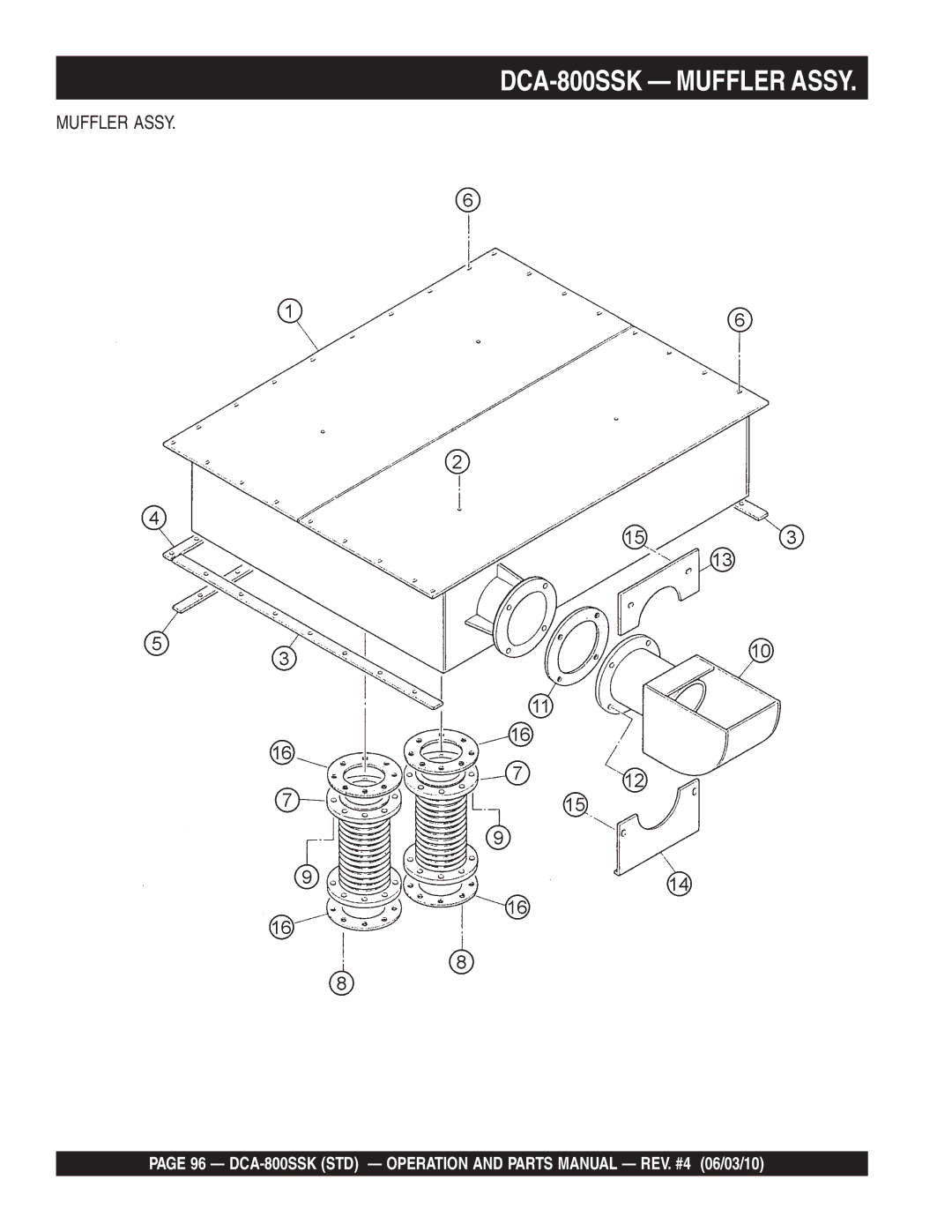 Multiquip operation manual DCA-800SSK Muffler Assy 