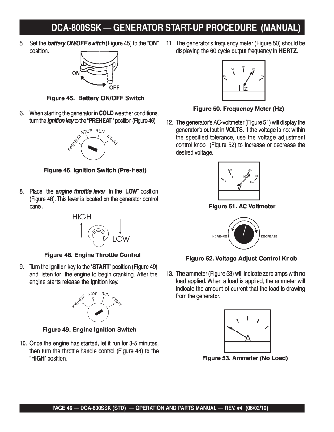 Multiquip DCA-800SSK - GENERATOR START-UP PROCEDURE MANUAL, Set the battery ON/OFF switch to the “ON” position 