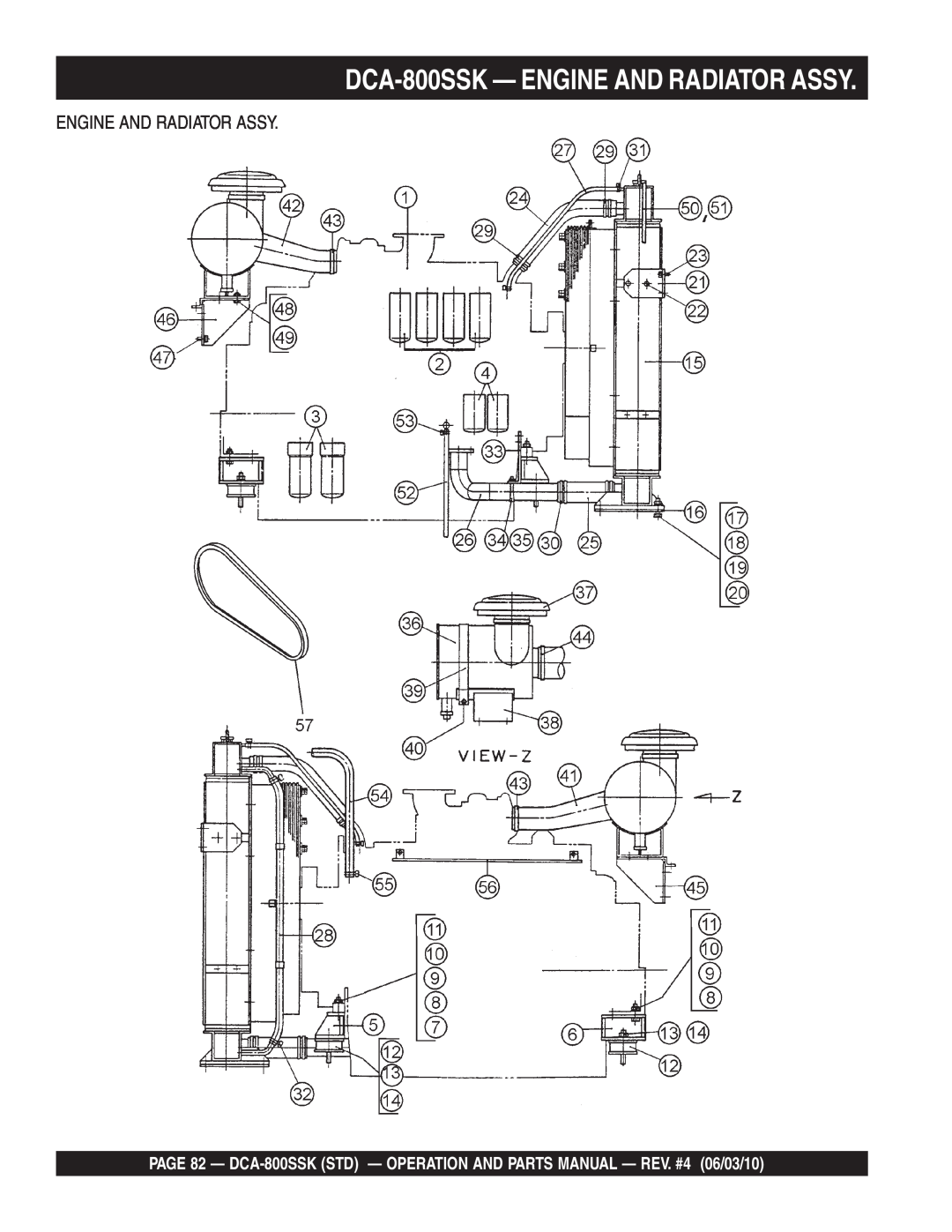 Multiquip operation manual DCA-800SSK - ENGINE AND RADIATOR ASSY, Engine And Radiator Assy 