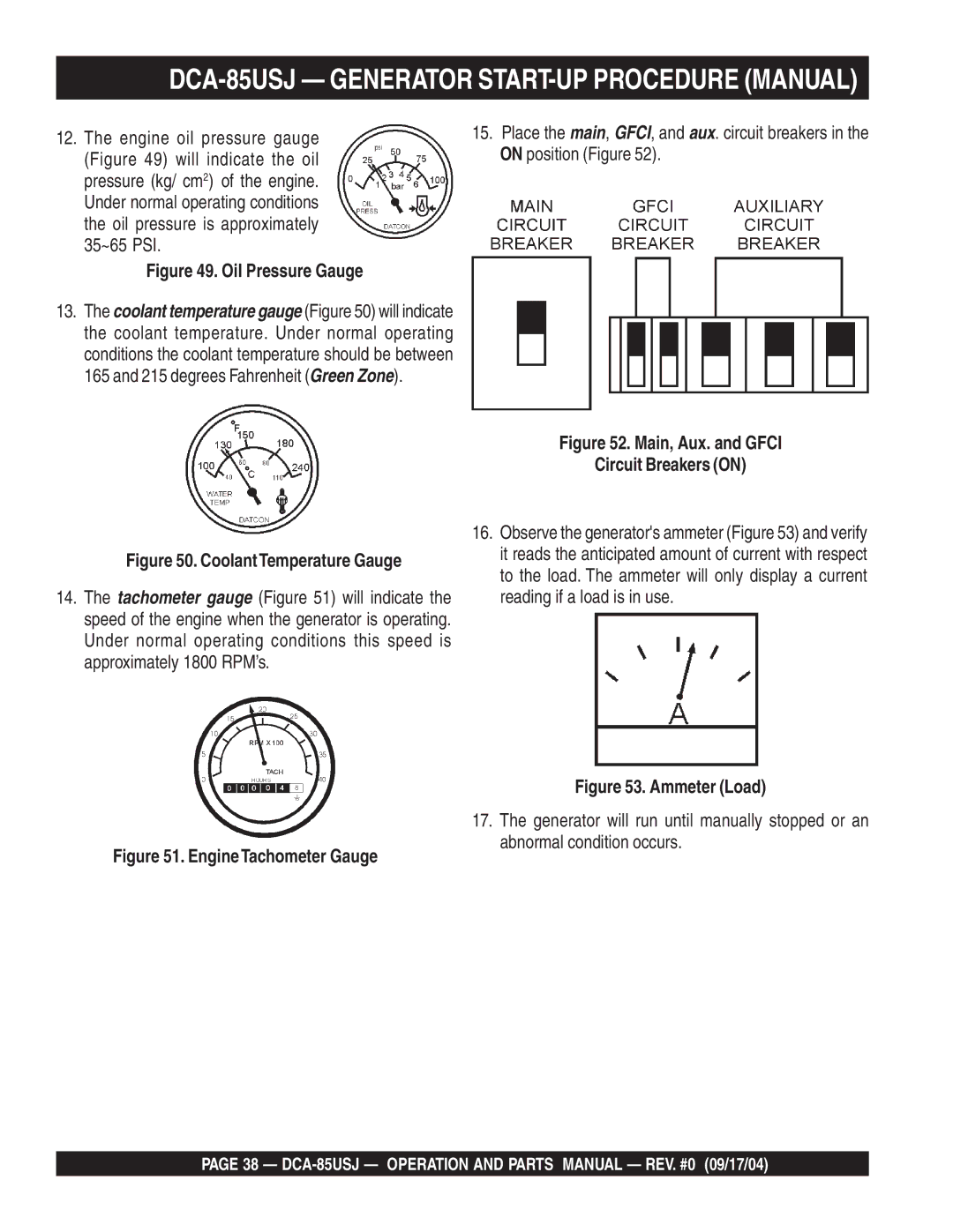 Multiquip DCA-85USJ operation manual Oil Pressure Gauge 