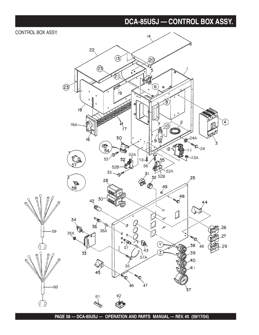 Multiquip operation manual DCA-85USJ Control BOX Assy 