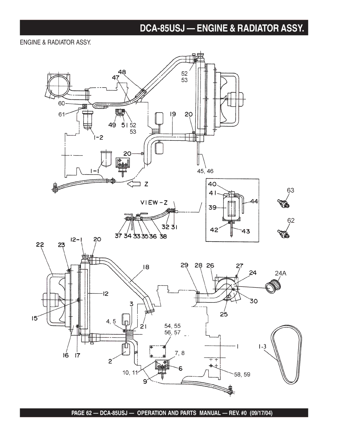 Multiquip operation manual DCA-85USJ Engine & Radiator Assy 