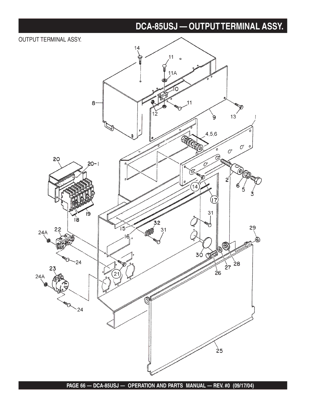 Multiquip operation manual DCA-85USJ Outputterminal Assy 