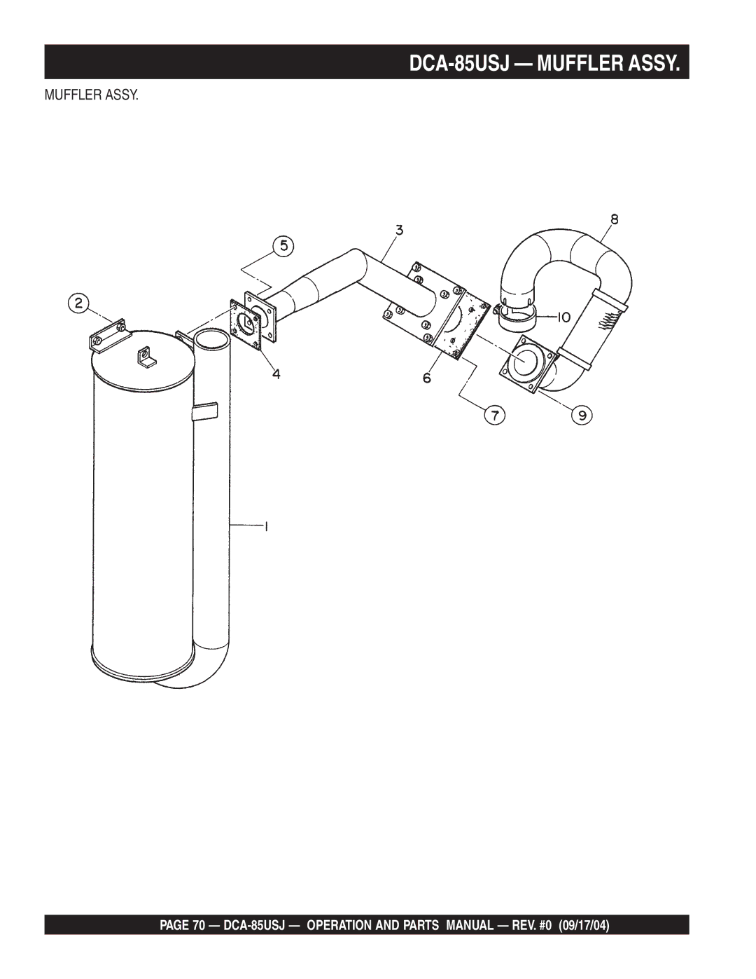 Multiquip operation manual DCA-85USJ Muffler Assy 