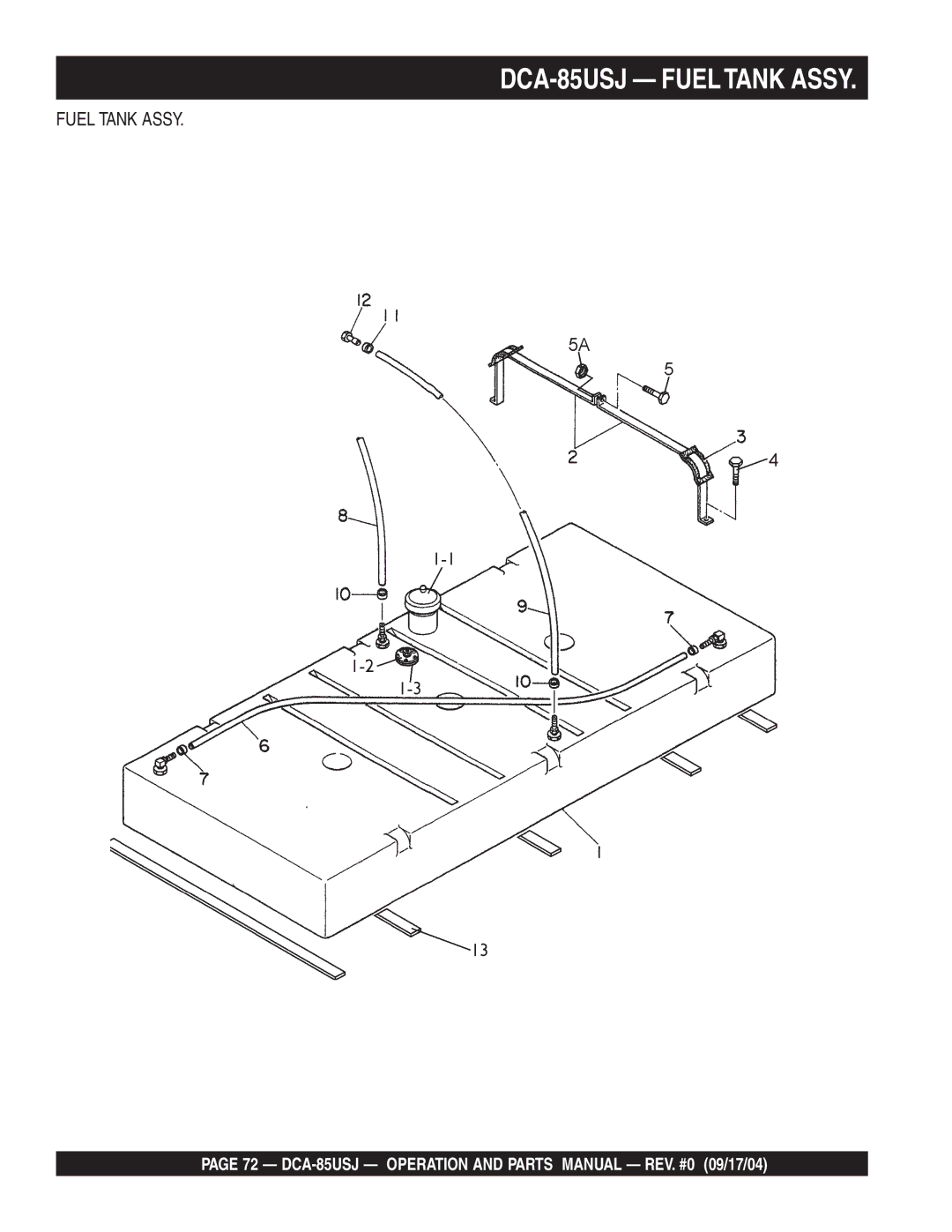 Multiquip operation manual DCA-85USJ Fueltank Assy 