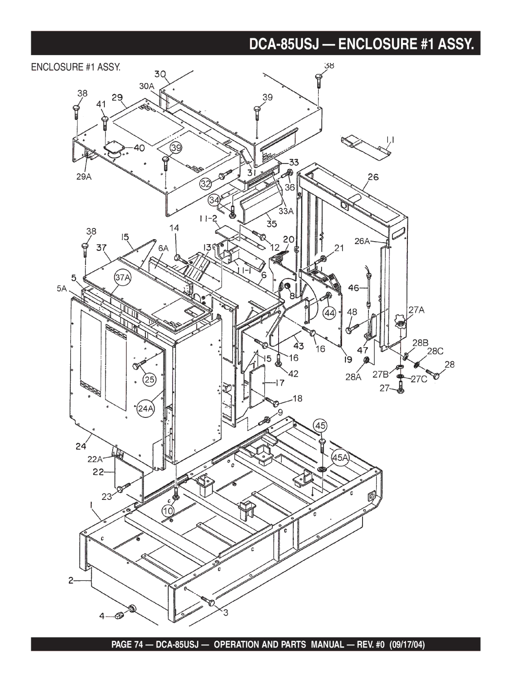 Multiquip operation manual DCA-85USJ Enclosure #1 Assy 