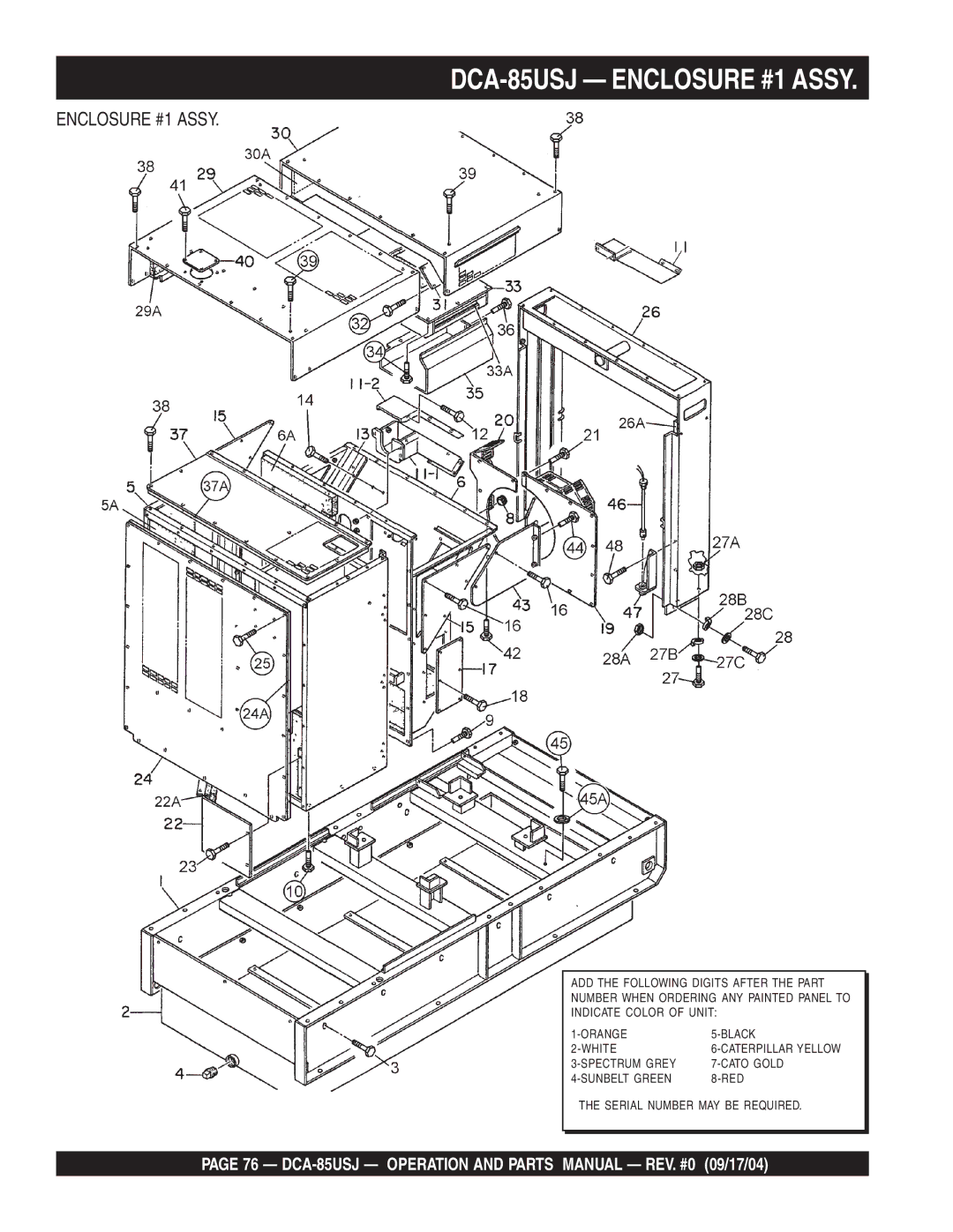 Multiquip operation manual DCA-85USJ Operation and Parts Manual REV. #0 09/17/04 