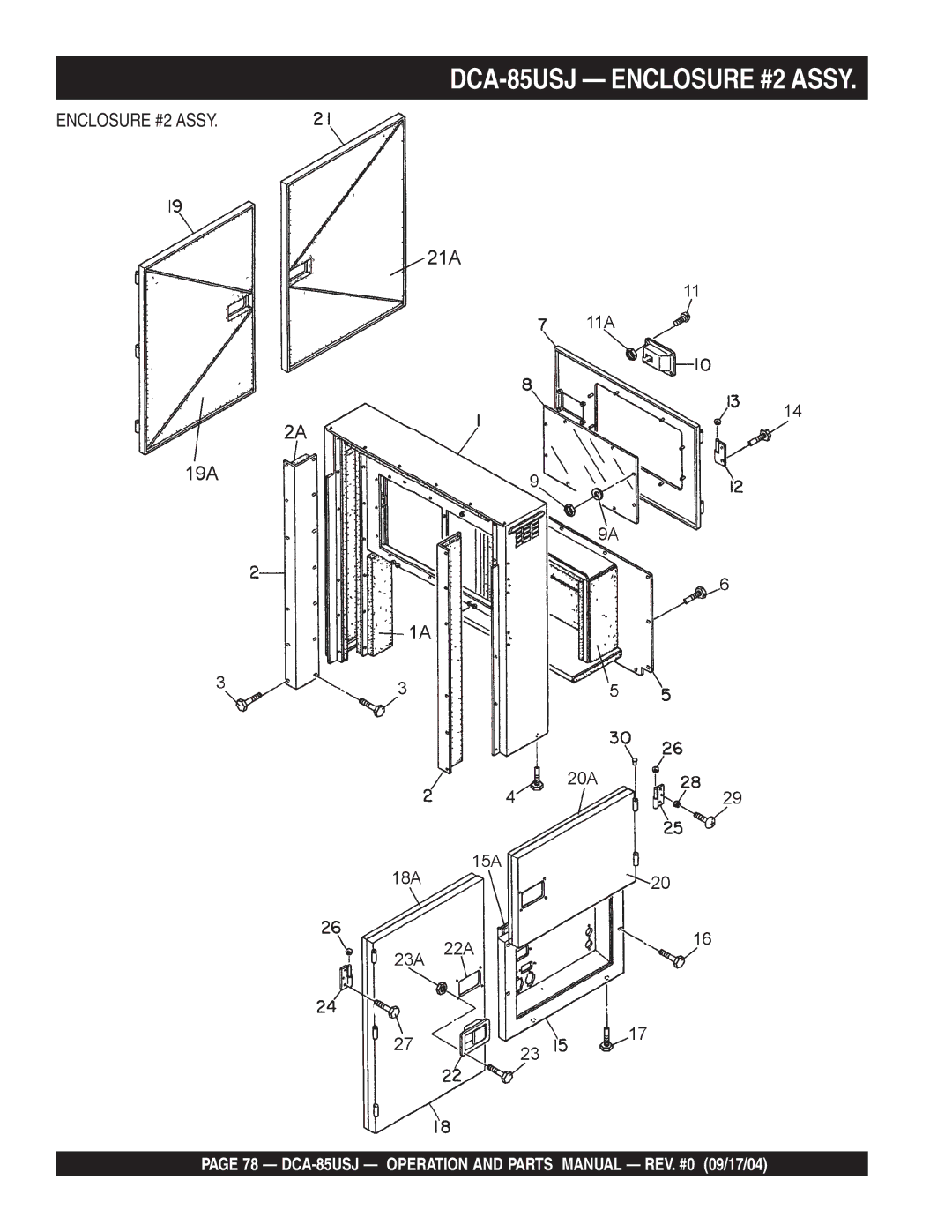 Multiquip operation manual DCA-85USJ Enclosure #2 Assy 