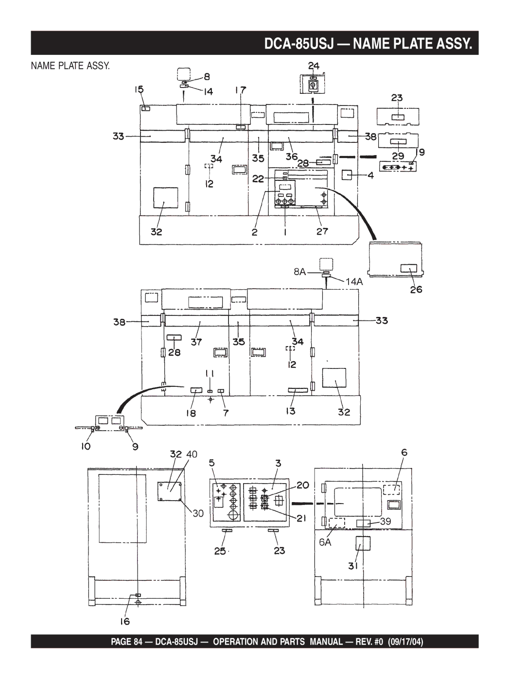 Multiquip operation manual DCA-85USJ Name Plate Assy 