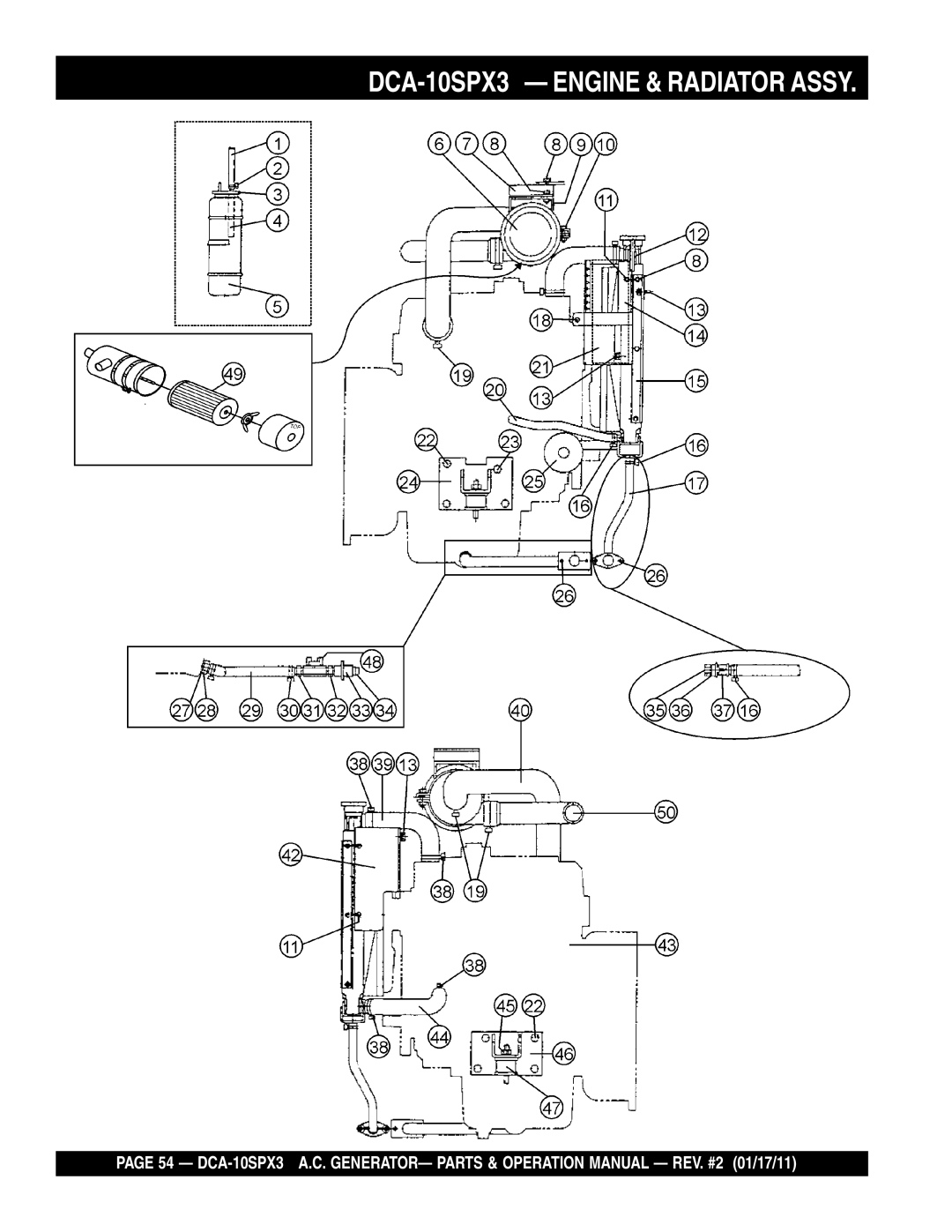 Multiquip DCA10SPX3 manual DCA-10SPX3 - ENGINE & RADIATOR ASSY 