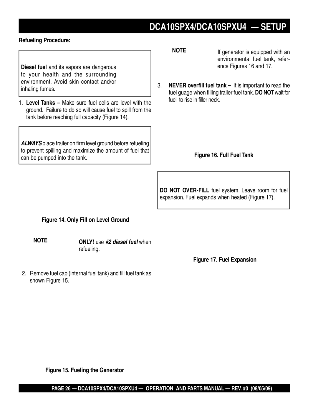 Multiquip DCA10SPX4, DCA10SPXU4 operation manual Refueling Procedure, Ence Figures 16 