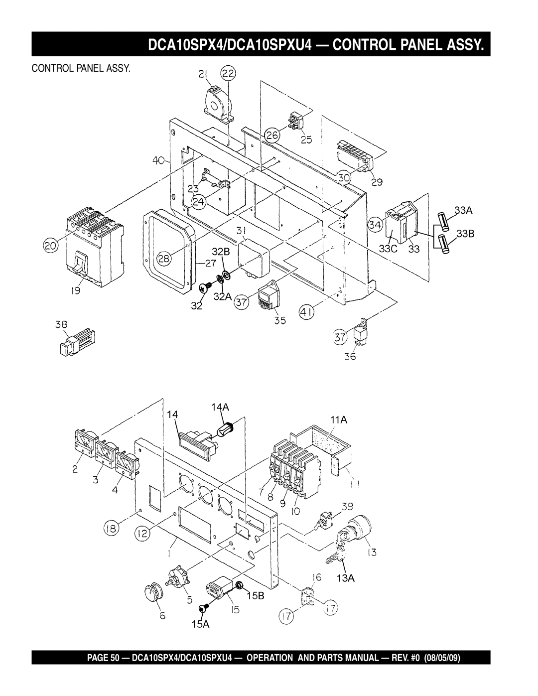 Multiquip operation manual DCA10SPX4/DCA10SPXU4 Control Panel Assy 