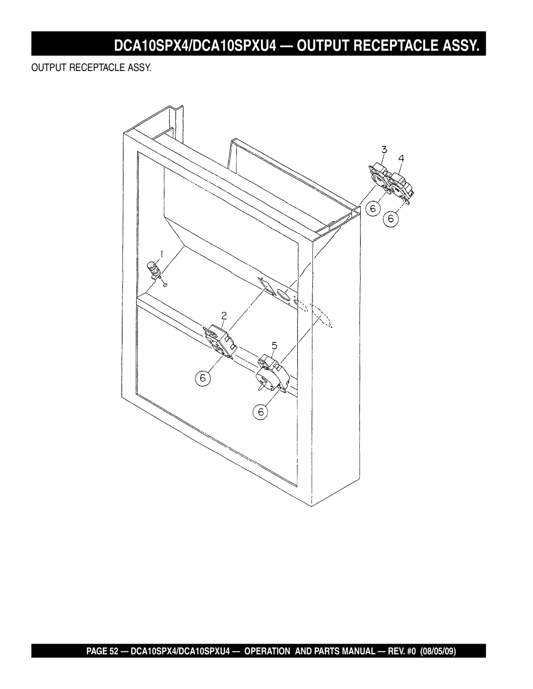 Multiquip operation manual DCA10SPX4/DCA10SPXU4 Output Receptacle Assy 