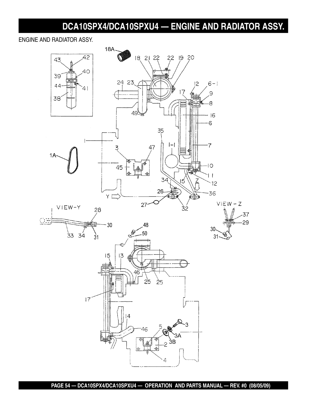 Multiquip operation manual DCA10SPX4/DCA10SPXU4 Engine and Radiator Assy 