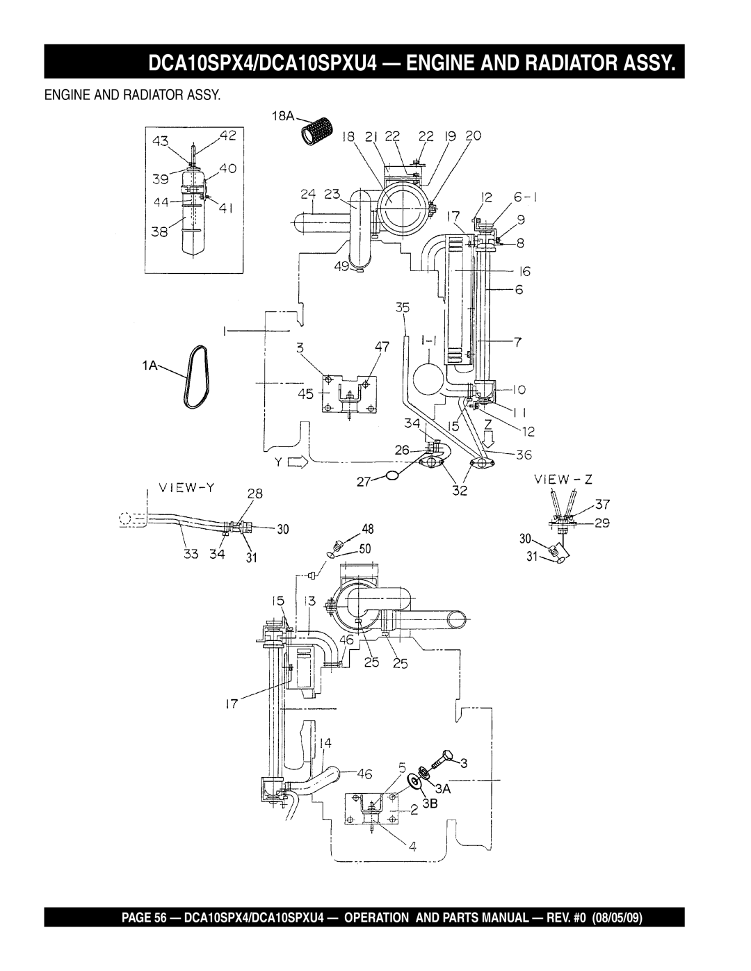 Multiquip operation manual DCA10SPX4/DCA10SPXU4 Engine and Radiator Assy 