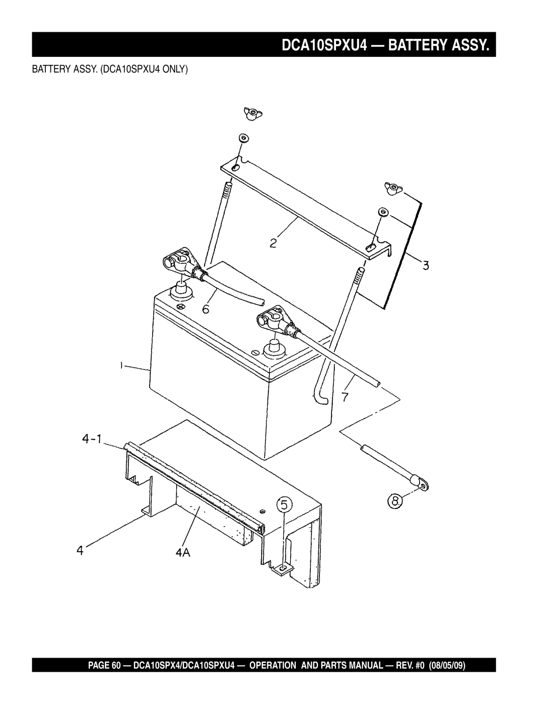 Multiquip DCA10SPX4 operation manual DCA10SPXU4 Battery Assy 