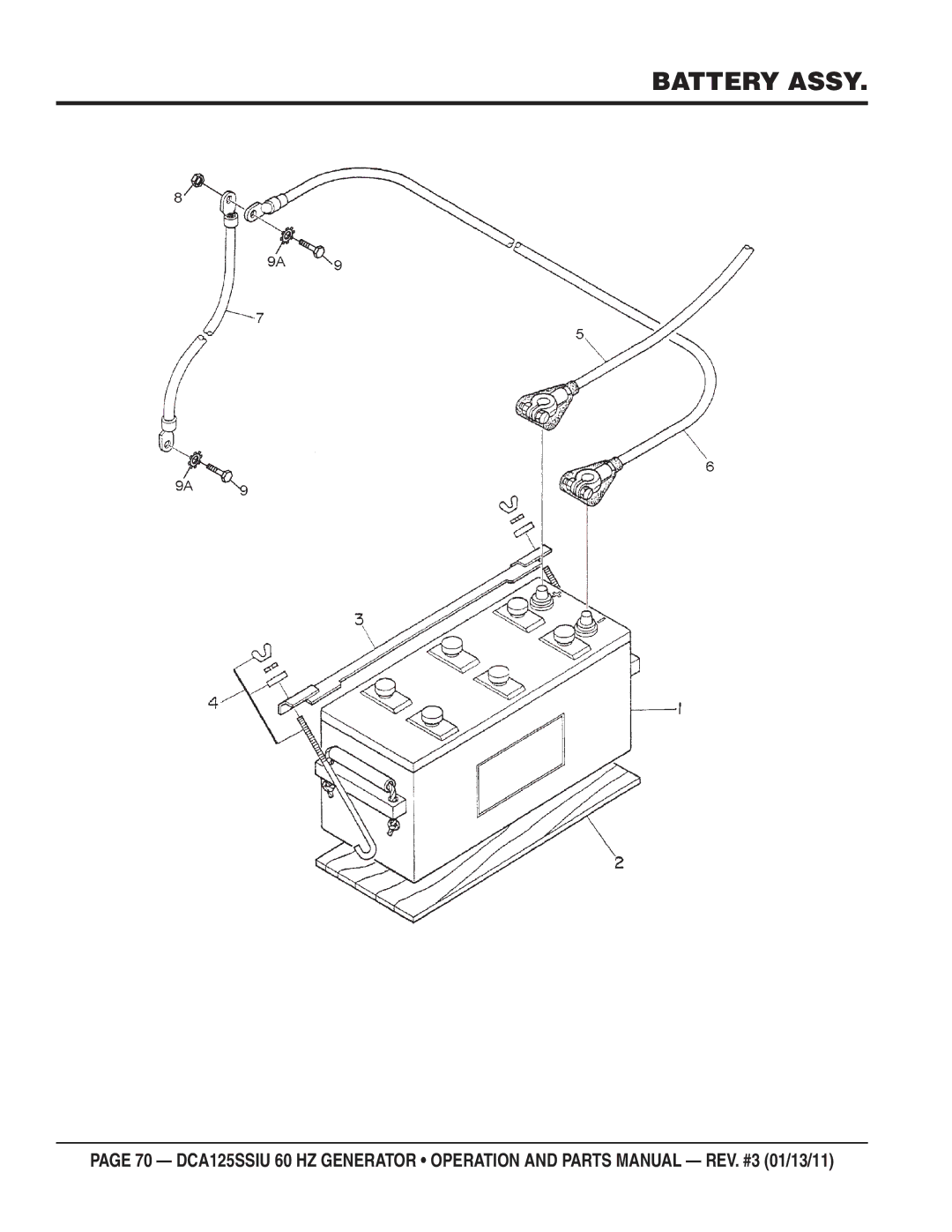 Multiquip DCA125SSIU manual Battery Assy 