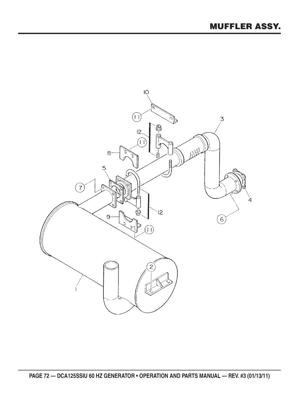 Multiquip DCA125SSIU manual Muffler Assy 