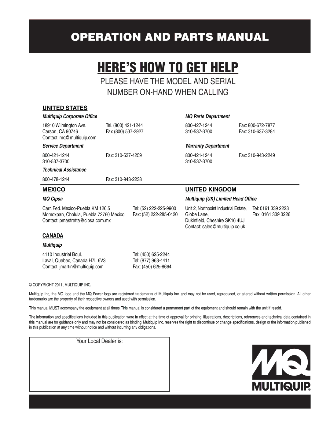 Multiquip DCA125SSIU manual HERE’S HOW to GET Help 