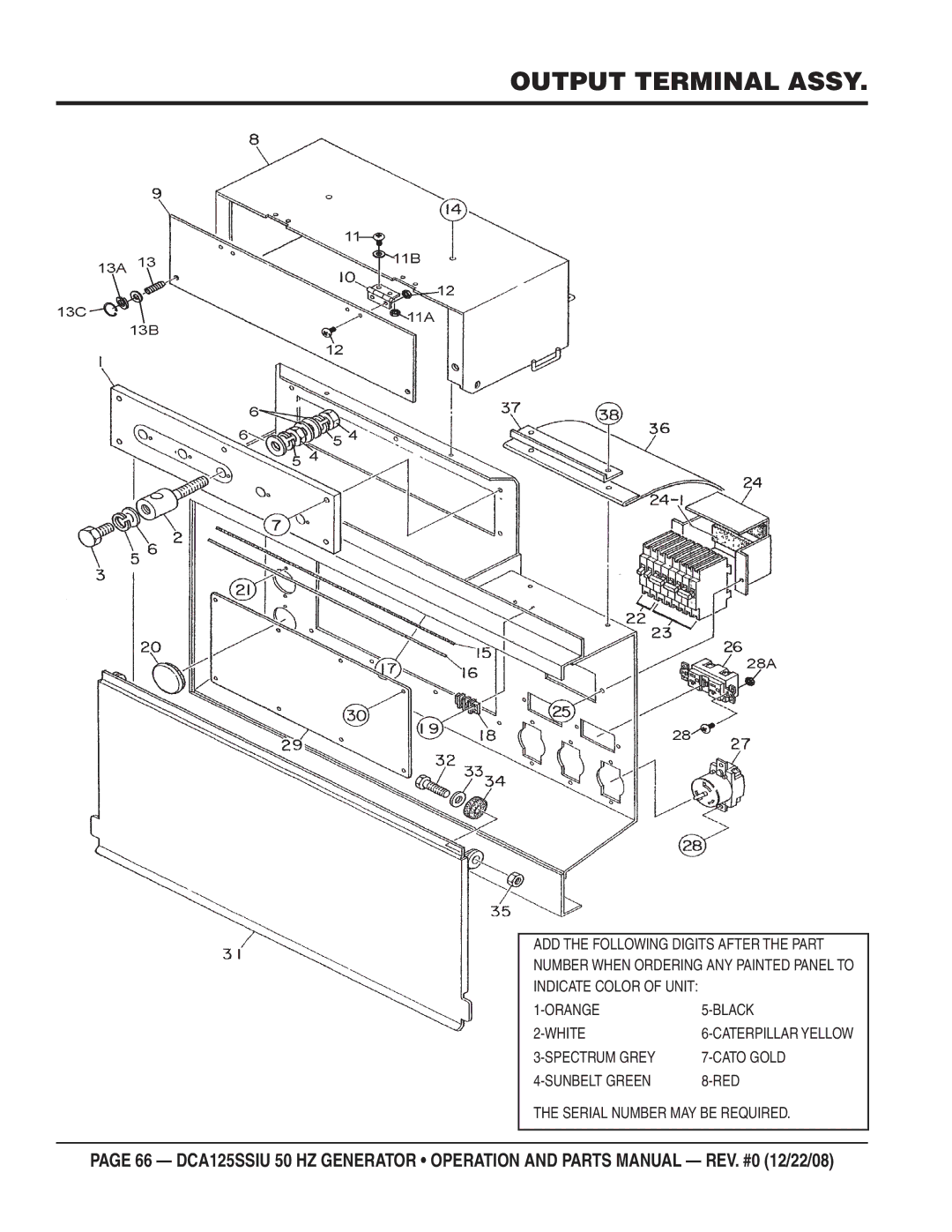 Multiquip DCA125SSIU manual Output Terminal Assy 