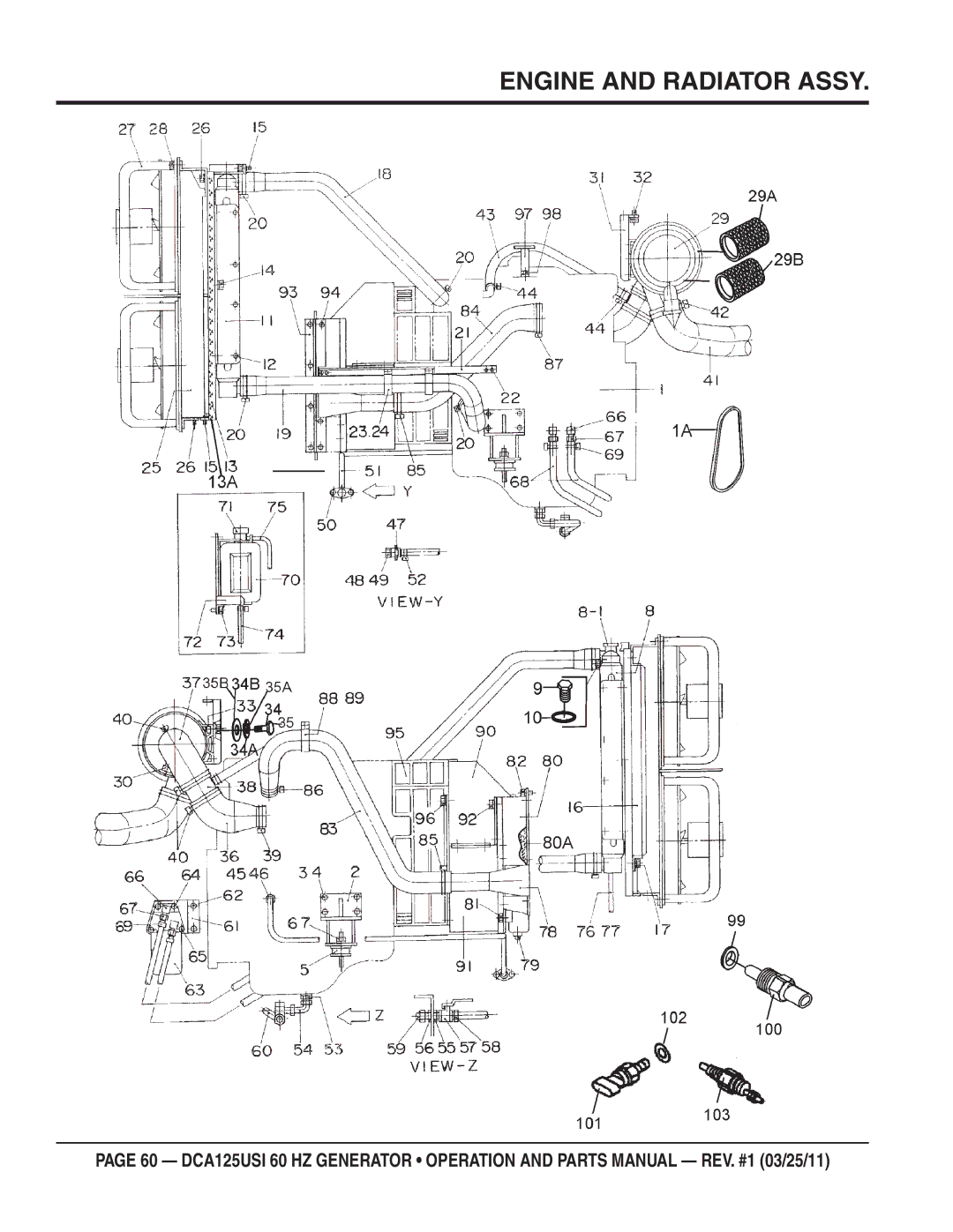 Multiquip DCA125USI manual Engine and Radiator Assy 