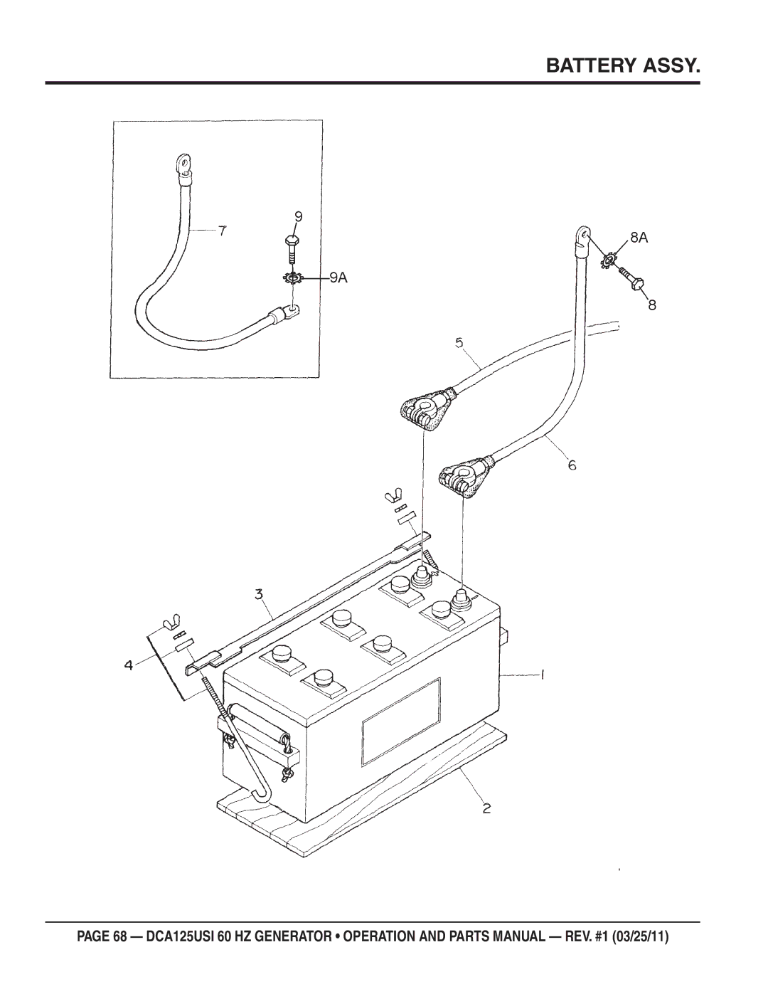 Multiquip DCA125USI manual Battery Assy 