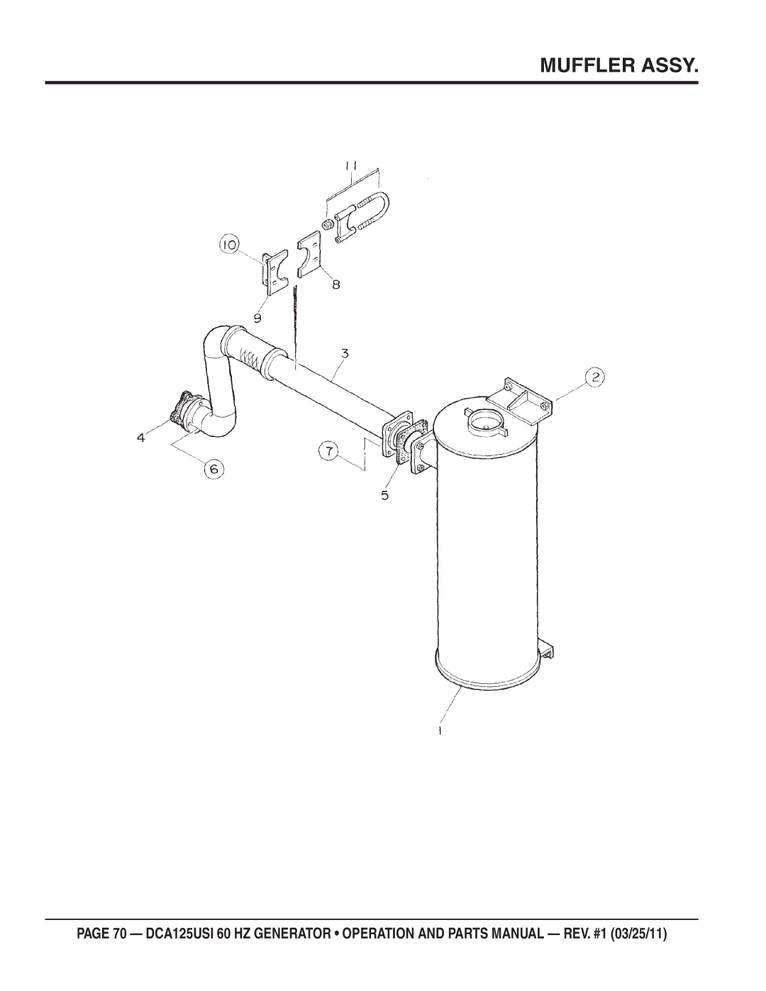 Multiquip DCA125USI manual Muffler Assy 