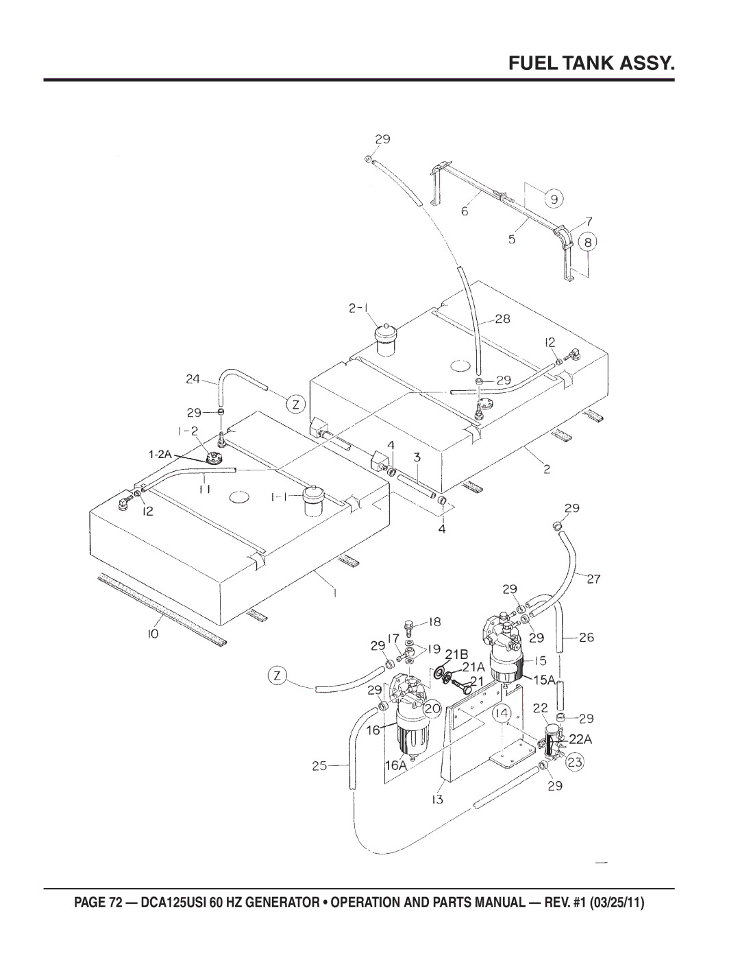 Multiquip DCA125USI manual Fuel Tank Assy 