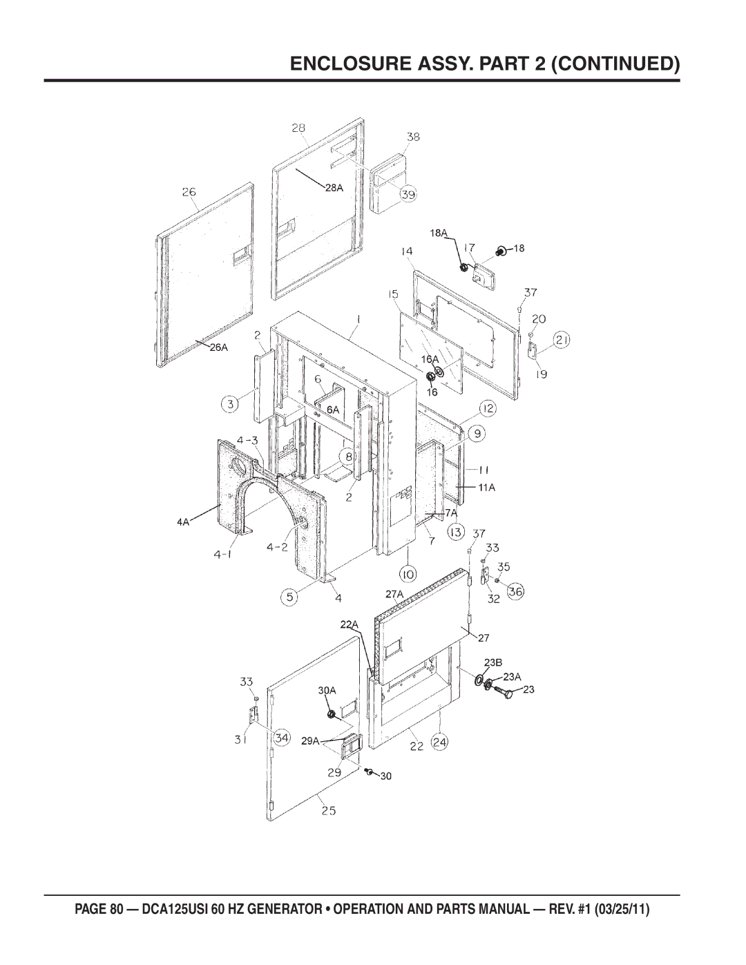 Multiquip DCA125USI manual Enclosure ASSY. Part 