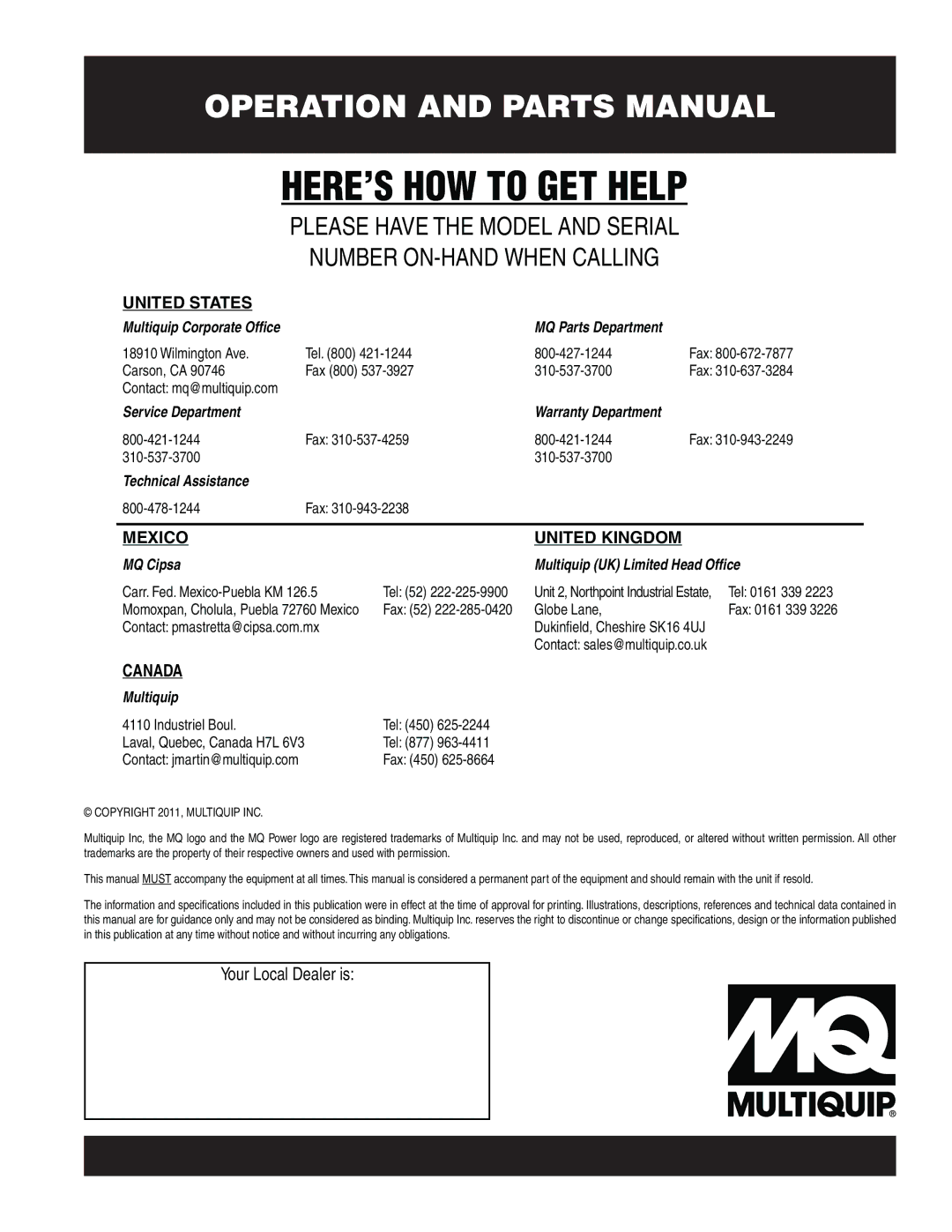 Multiquip DCA125USI manual HERE’S HOW to GET Help 