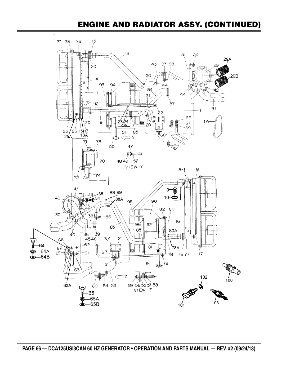 Multiquip DCA125USI3CAN manual Engine and Radiator Assy 