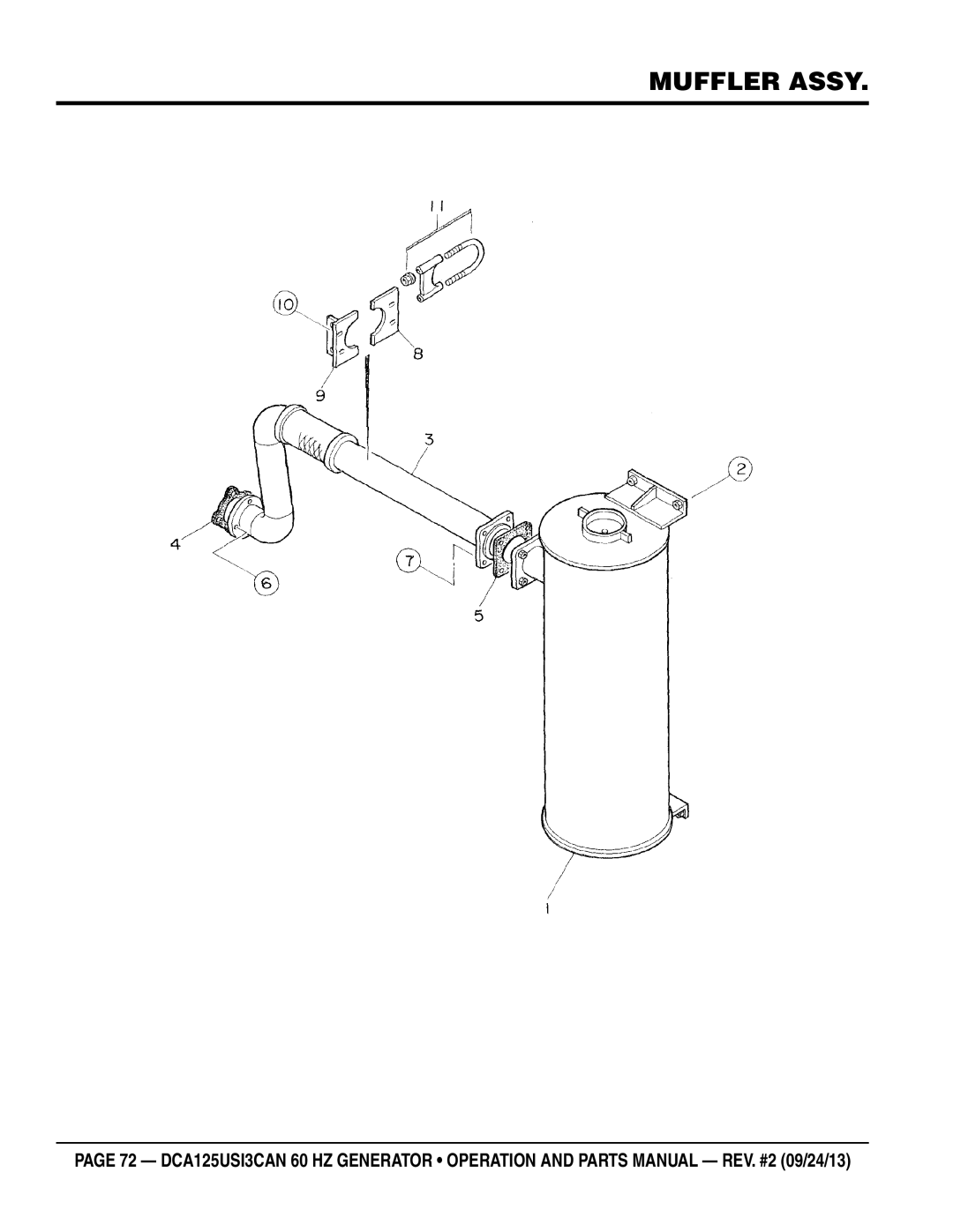 Multiquip DCA125USI3CAN manual Muffler Assy 