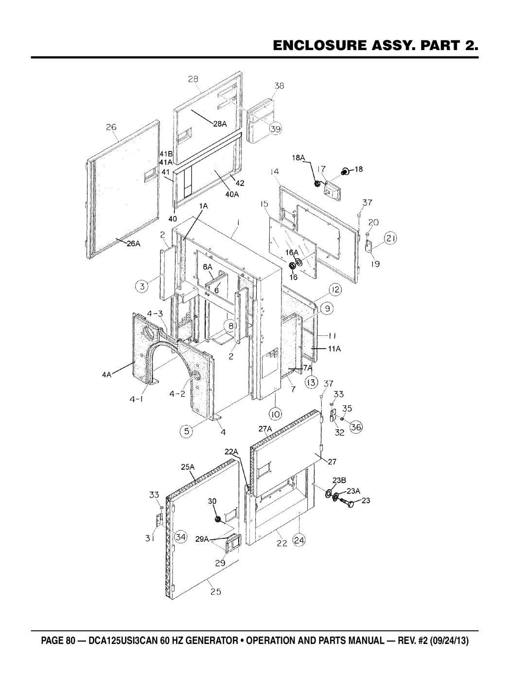 Multiquip DCA125USI3CAN manual Enclosure ASSY. Part 