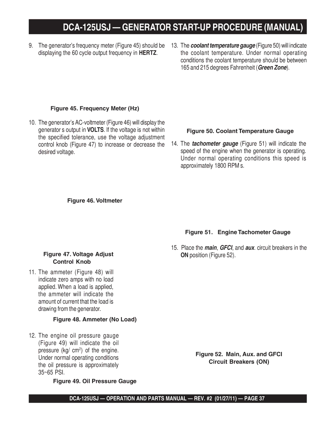 Multiquip DCA125USJ operation manual Frequency Meter Hz 