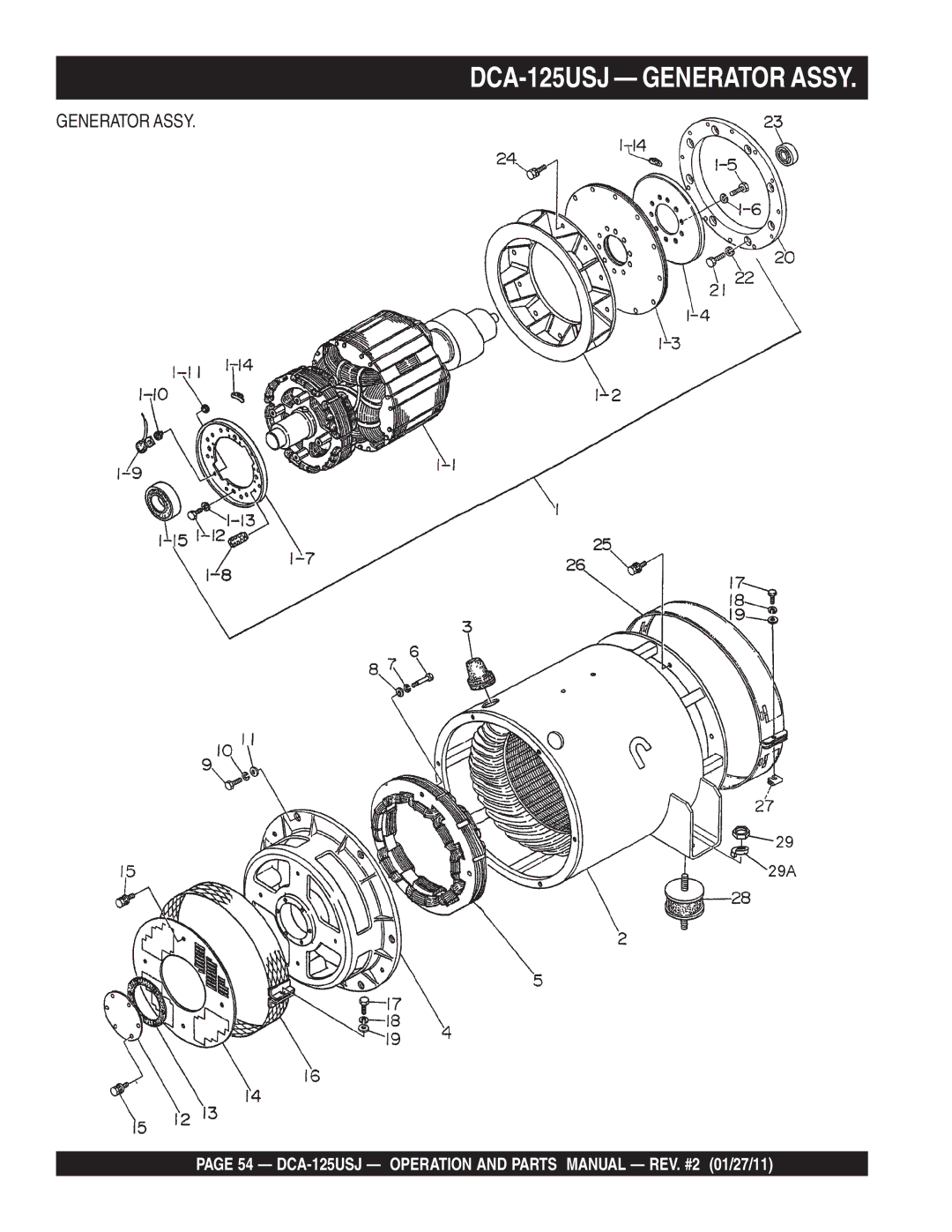 Multiquip DCA125USJ operation manual DCA-125USJ Generator Assy 