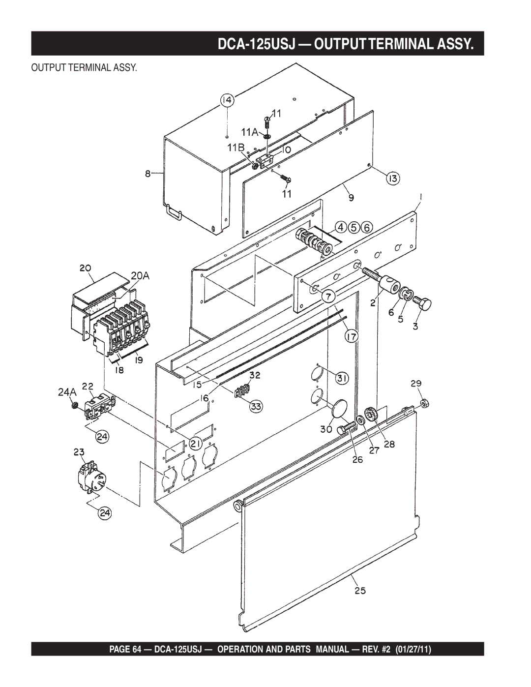 Multiquip DCA125USJ operation manual DCA-125USJ Outputterminal Assy 