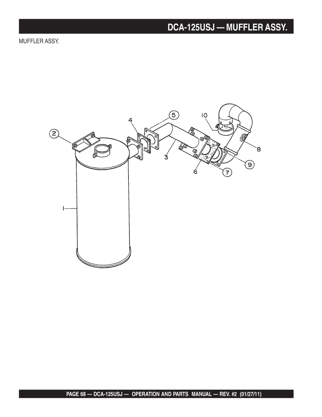 Multiquip DCA125USJ operation manual DCA-125USJ Muffler Assy 