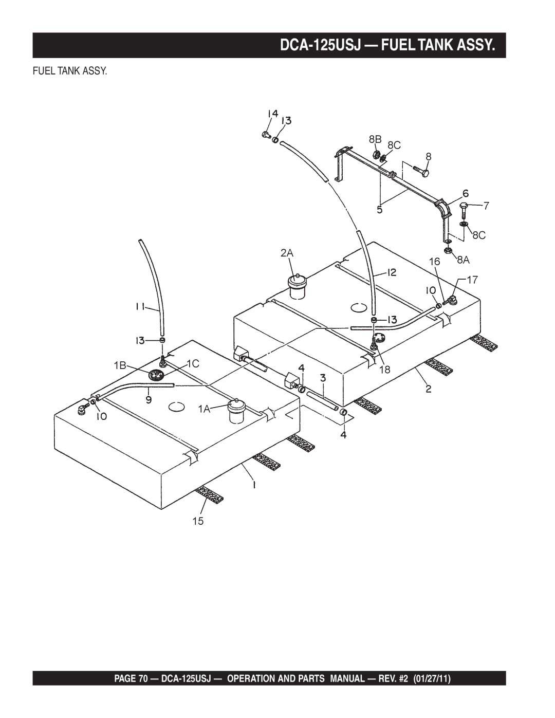 Multiquip DCA125USJ operation manual DCA-125USJ Fueltank Assy 