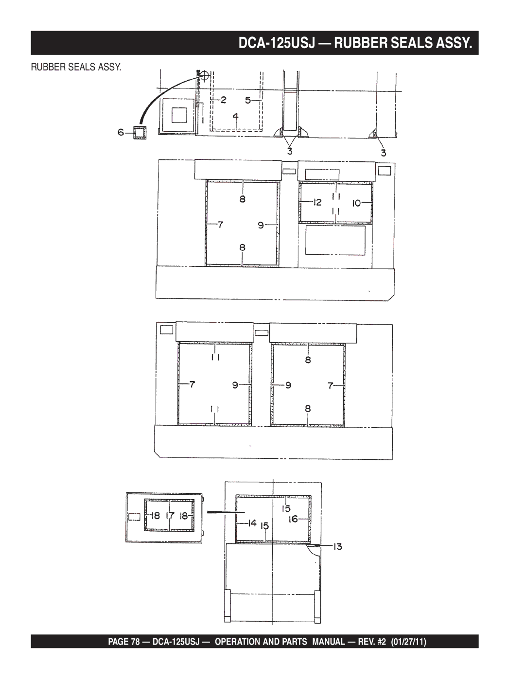 Multiquip DCA125USJ operation manual DCA-125USJ Rubber Seals Assy 