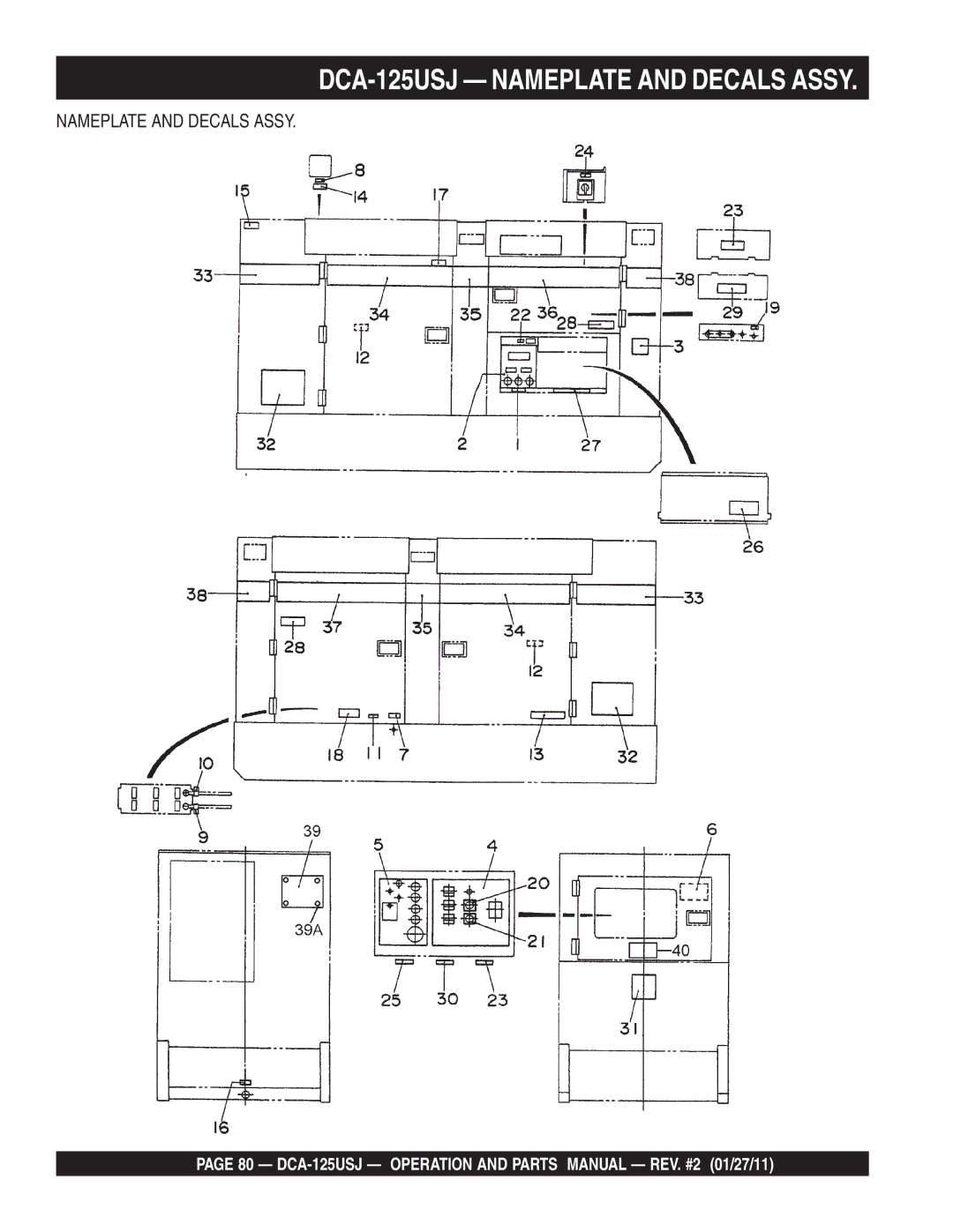 Multiquip DCA125USJ operation manual DCA-125USJ Nameplate and Decals Assy 