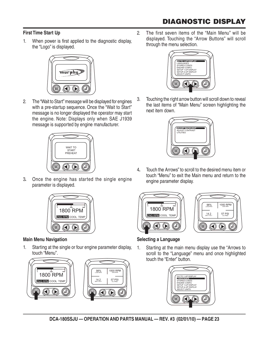 Multiquip DCA180SSJU operation manual Diagnostic Display 